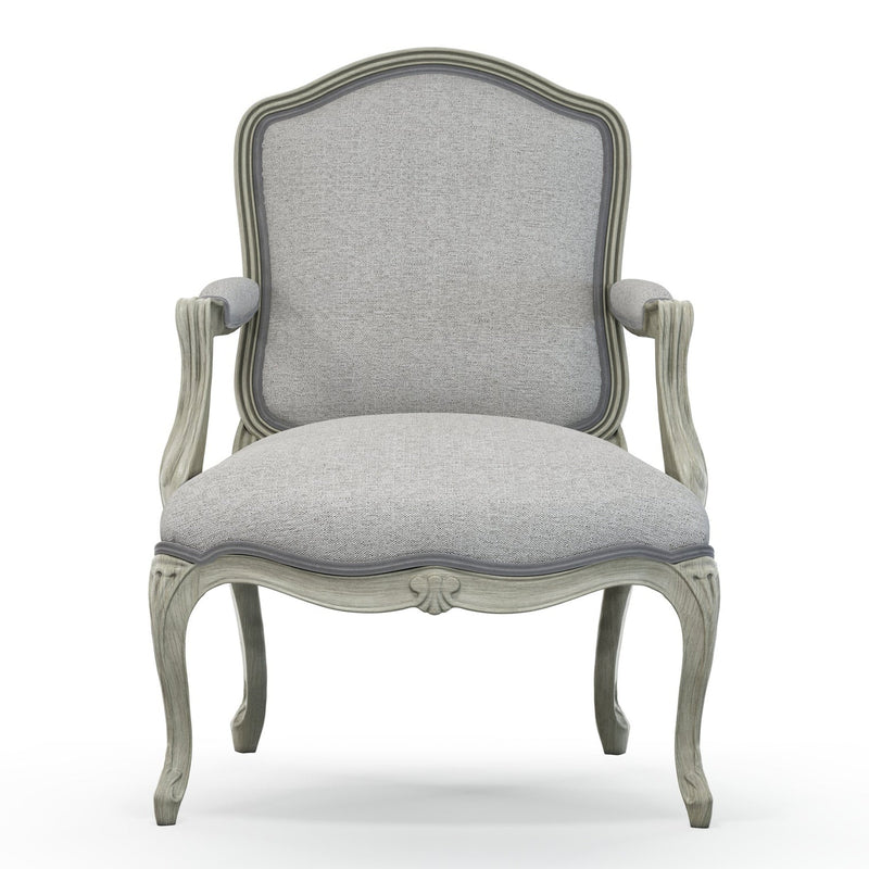 Figeac Fauteuil tapissé patine Trianon couleur Chiné Gris perle vue de face