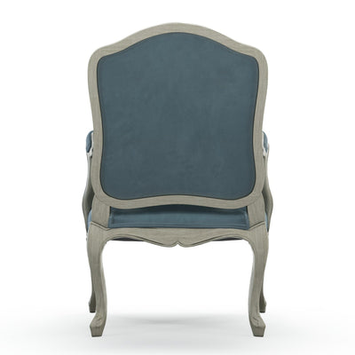 Figeac Fauteuil tapissé patine Trianon couleur Velours bleu Denim vue de dos