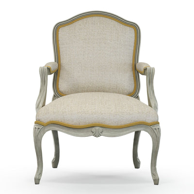 Figeac Fauteuil tapissé patine Trianon couleur Chiné beige Pierre vue de face