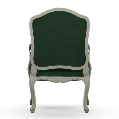 Figeac Fauteuil tapissé patine Trianon couleur Velours vert Sapin vue de dos