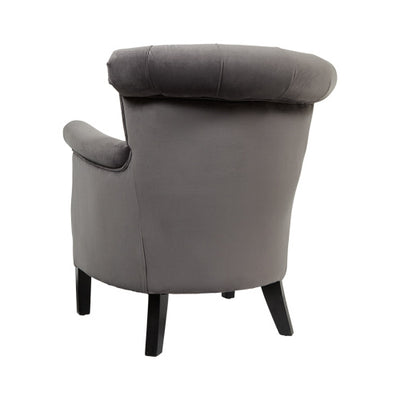 Juliette Fauteuil capitonné coloris Gris vue de dos