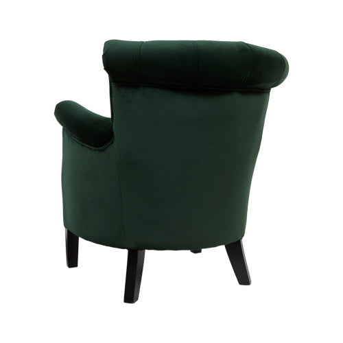 Juliette Fauteuil capitonné coloris Vert vue de dos