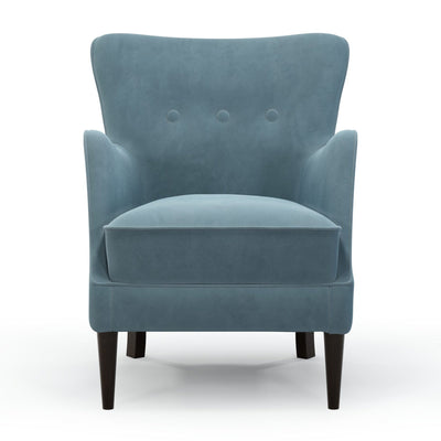 Montparnasse Fauteuil club  couleur Velours bleu Denim vue de face