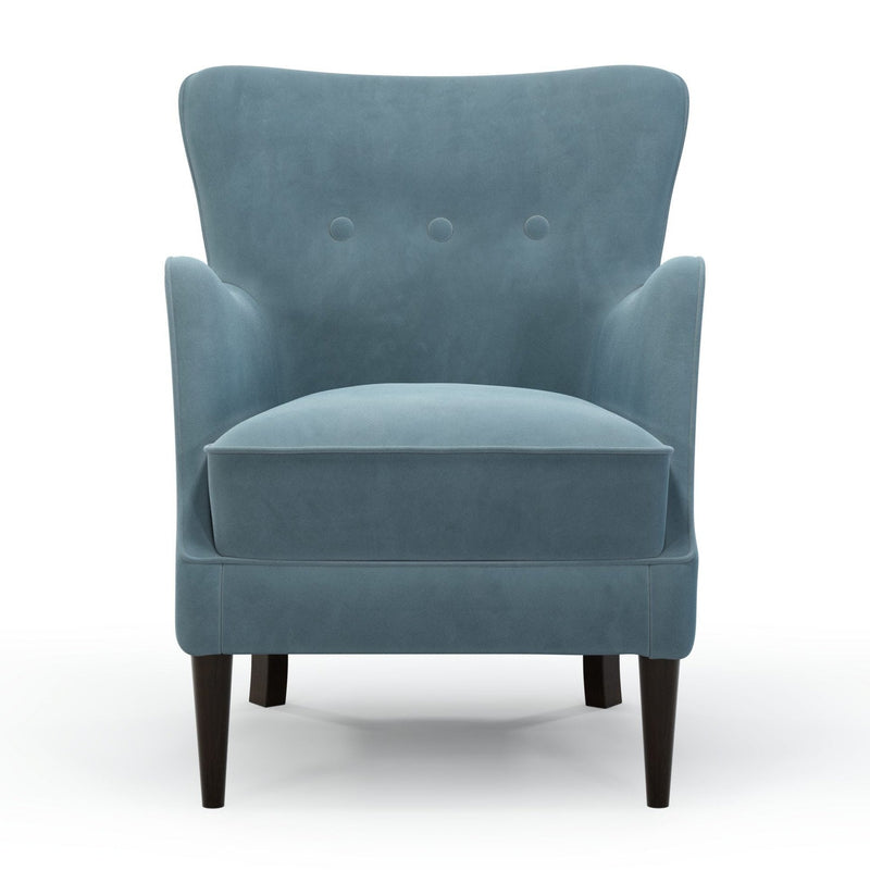 Montparnasse Fauteuil club  couleur Velours bleu Denim vue de face