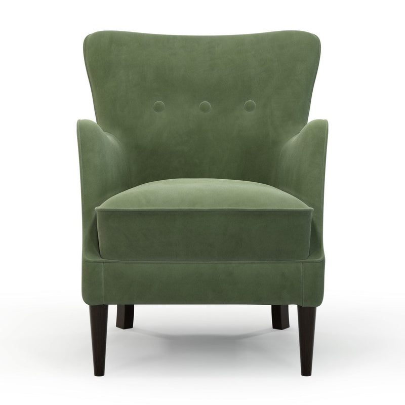 Montparnasse Fauteuil club couleur Velours vert Sauge vue de face