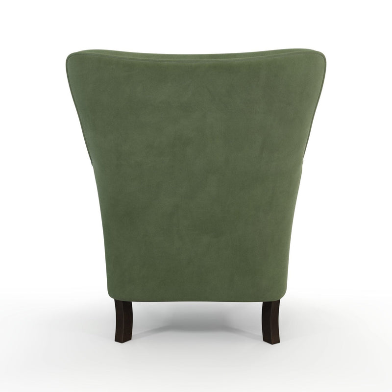 Montparnasse Fauteuil club couleur Velours vert Sauge vue de dos