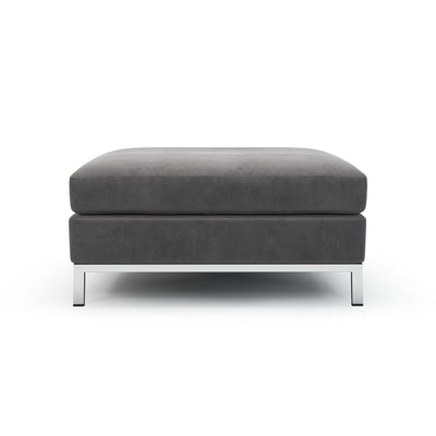 Raspail Pouf pieds chromés couleur Velours gris Ardoise vue de face