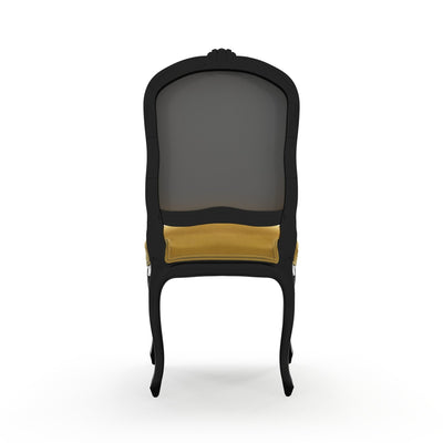 Sorgues Chaise patine Ebène couleur Velours jaune Mordoré vue de dos