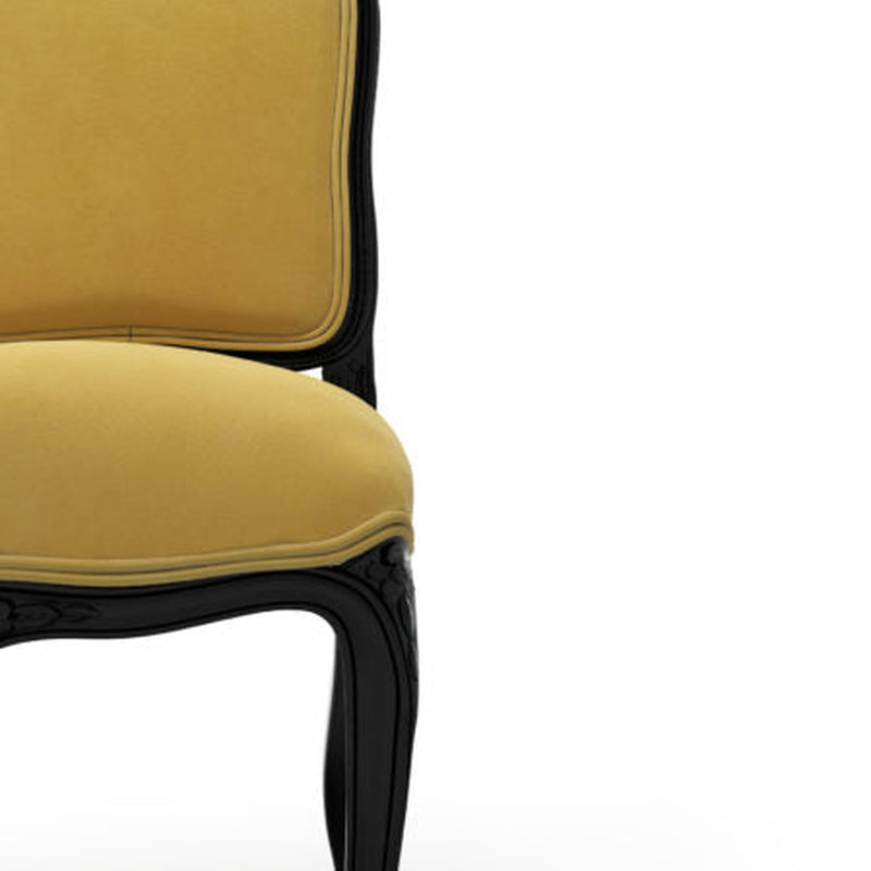 Sorgues Chaise patine Ebène couleur Velours jaune Mordoré vue zoom