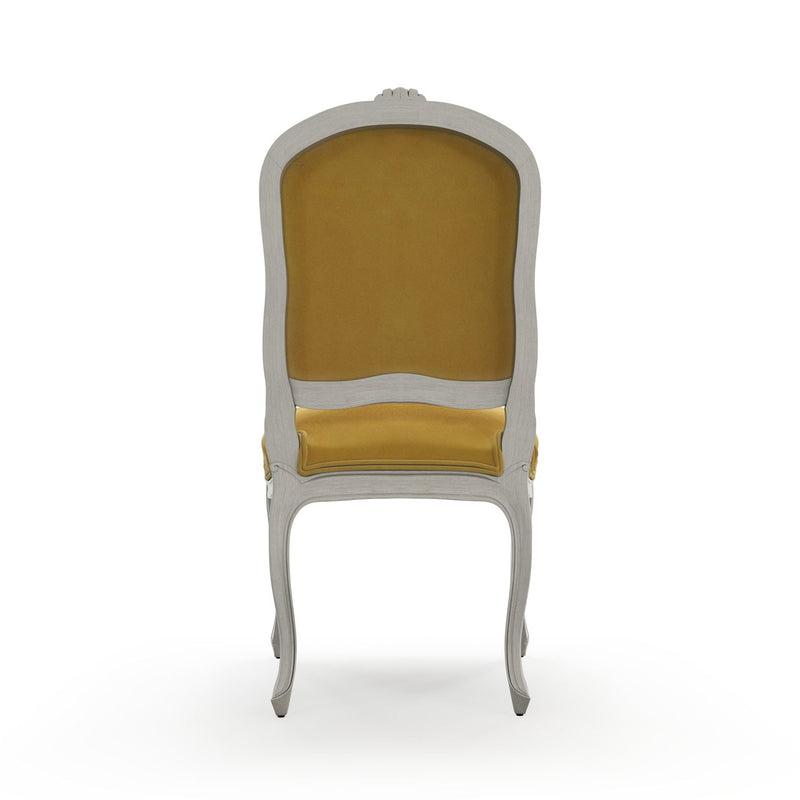 Sorgues Chaise patine Trianon couleur Velours jaune Mordoré vue de dos
