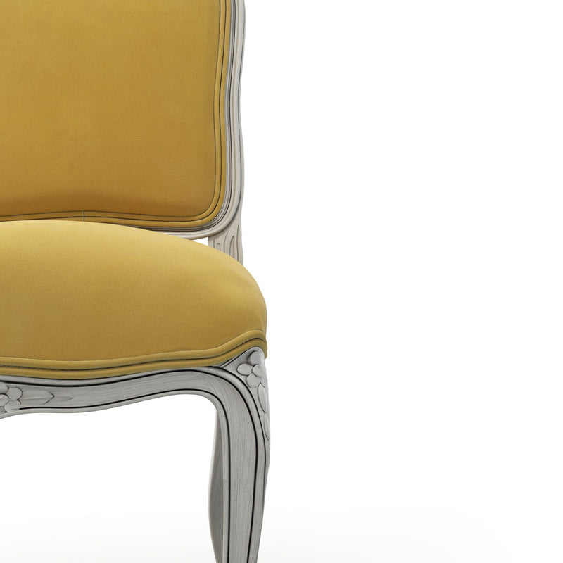 Sorgues Chaise patine Trianon couleur Velours jaune Mordoré vue zoom