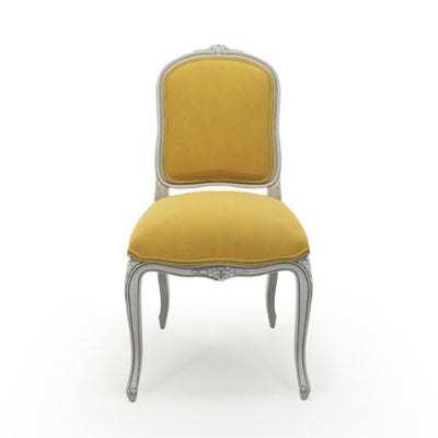 Sorgues Chaise patine Trianon couleur Velours jaune Mordoré vue de face
