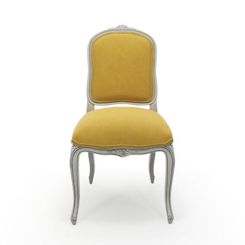 Sorgues Chaise patine Trianon couleur Velours jaune Mordoré vue de face
