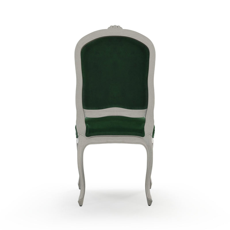 Sorgues Chaise patine Trianon couleur Velours vert Sapin vue de dos