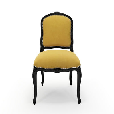 Sorgues Chaise cloutée patine Ebène couleur Velours Mordoré vue de face