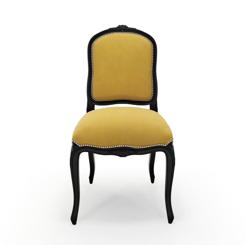 Sorgues Chaise cloutée patine Ebène couleur Velours Mordoré vue de face