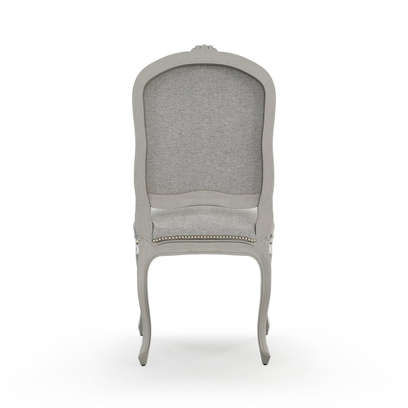 Sorgues Chaise cloutée patine Trianon couleur Chiné Gris perle vue de dos